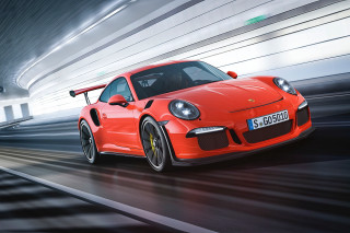 Red sports car tunnel road - the front of its free wallpaper