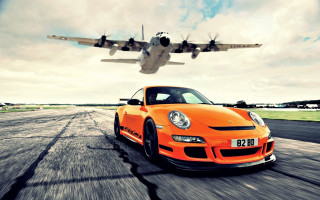 Airplane flying car runway background 3 - epic composition free wallpaper
