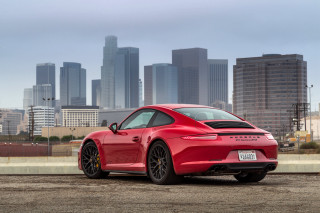 Red sports car city skyline 6 - skyscraper free wallpaper