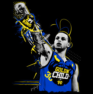 Man holding basketball yellow blue - maximalism free wallpaper