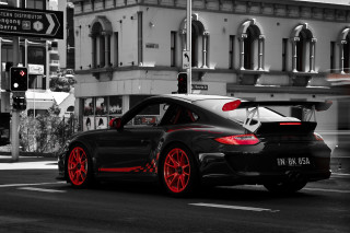 Black white car red rims - photo of a car free wallpaper