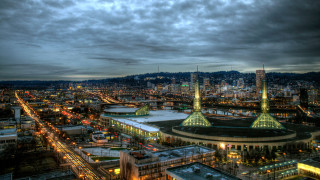 City tall buildings cloudy sky 4 - everett warner free wallpaper
