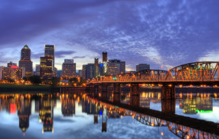 Bridge river city night lights 26 - a bridge over a river free wallpaper