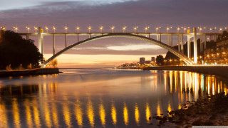 Bridge river lights night city - almada negreiro free wallpaper