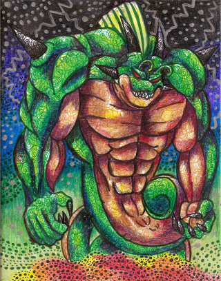 Green monster yellow hat dragon - a black nose free wallpaper
