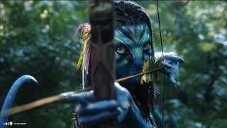 Woman blue makeup bow arrow - neoprimitivism free wallpaper