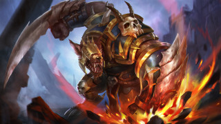 Demon sword face chest arms - a painting of a demon free wallpaper