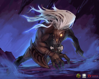 Demonic creature glowing eye long - a dark cave free wallpaper