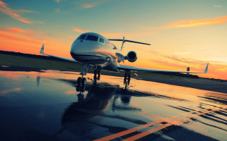 Small plane runway sunset dawn 4 - sunset free wallpaper