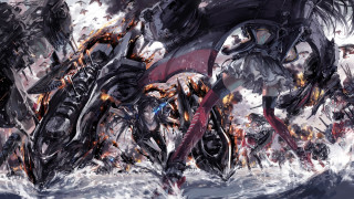 Motorcycle group water storm fire - ufotable free wallpaper