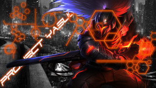 Man sword futuristic city neon - neon free wallpaper