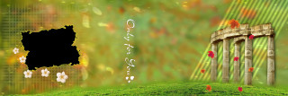 Green field wooden structure flowers - a green field free wallpaper