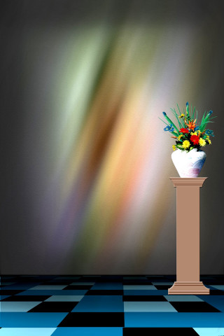 Vase flower arrangement checkered floor - a colorful light free wallpaper