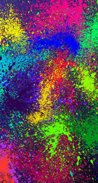 Colorful paint splatter black background 3 - a pointillism painting free wallpaper