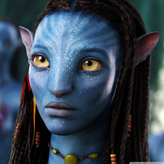 Blue skin woman yellow eyes - weta digital free wallpaper