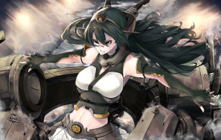 Woman costume gun clouds sky - a gun in the air free wallpaper