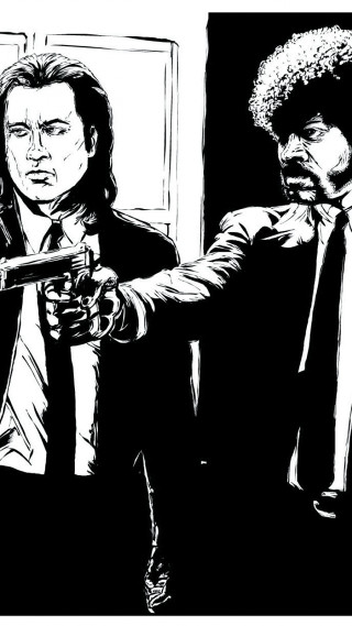 Black white drawing men holding - graphic novel free wallpaper