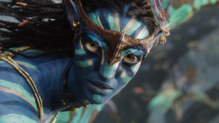 Woman blue green makeup feathers - neoprimitivism free wallpaper