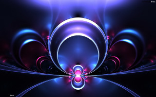 Blue purple hologram fractal crescent - geometric abstract art free wallpaper