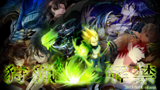Anime characters green blue hair - flame free wallpaper for desktop