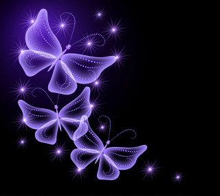 Purple background butterflies flying stars - anne stokes free wallpaper