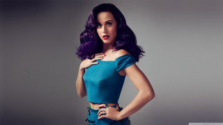 Purple hair blue dress pop 2 - long dark hair free wallpaper