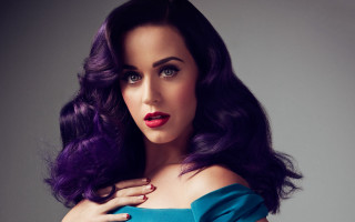 Purple haired woman blue dress - purple hair free wallpaper for desktop
