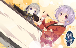 Anime girls chopsticks bubbles wall - chopstick free wallpaper