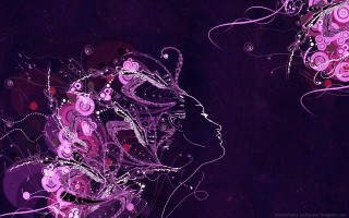 Purple abstract painting woman face - the center of the image free wallpaper