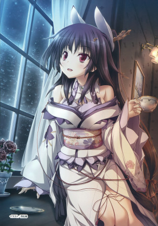 Woman white dress knife plate - a white dress holding free wallpaper