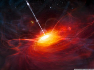 Blackhole red yellow center stars - a white line free wallpaper