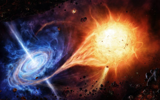 Colorful star blackhole blue disk - colorful picture free wallpaper