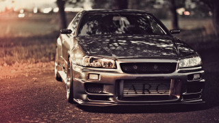 Silver car parked road forest 2 - a road next free wallpaper