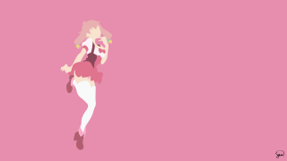 Woman pink dress flying hair - minimalist free wallpaper