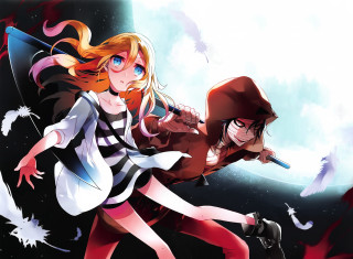 Anime characters walking dark full - a full moon behind them free wallpaper