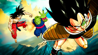 Cartoon man woman fighting mountain - cell free wallpaper
