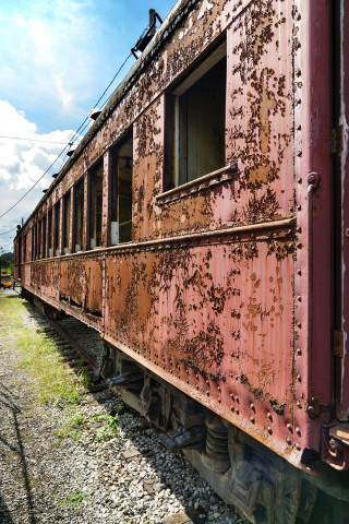 Rusted train car tracks grass - cornelia parker free wallpaper