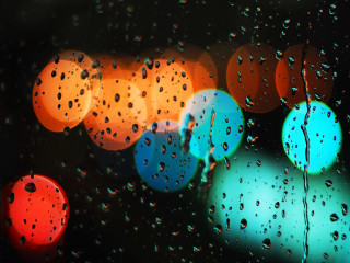 Rain covered window lights background - drop free wallpaper