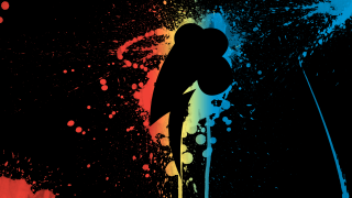 Black background rainbow spray paint - triadic free wallpaper