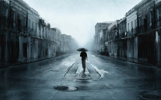 Person walking street umbrella rain 6 - bastien lecouffedeharme free wallpaper