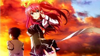 Girl guy sunset sword short - anime key visual free wallpaper