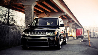 Black range rover parked bridge - luxury free wallpaper
