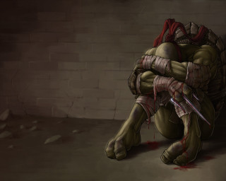Person knife brick wall drawing - game art free wallpaper