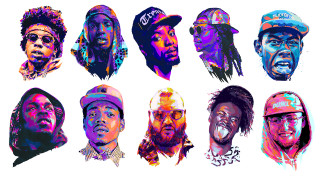 Men colored hats beards group - a pop art painting free wallpaper
