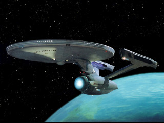 Star trek ship blue planet - scifi free wallpaper