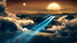 Blue jets cloudy sky mountain - under free wallpaper for desktop