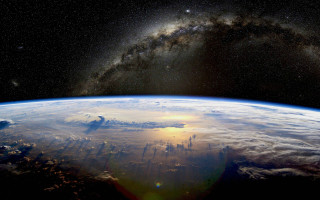 Earth space sun starry sky - a bright star in the background free wallpaper