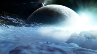 People walking snow field giant 2 - a star in the sky free wallpaper