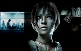 Woman bloody face man background - paper free wallpaper