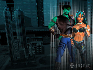 Man woman cityscape afrofuturism cyberpunk - skyscraper free wallpaper